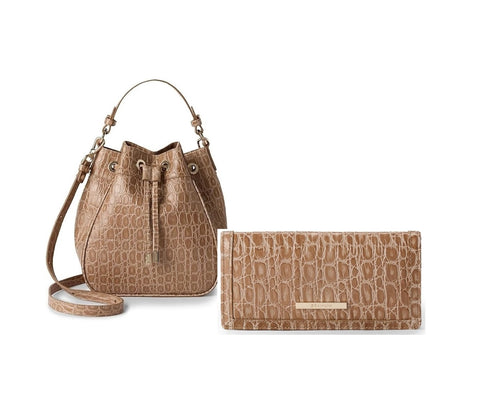 BRAHMIN Women's Bayem Melinda Timeless Taupe Bucket With Ady Wallet***
