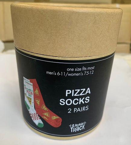 Laugh Track Adults Pizza Socks Canister 2 Pairs