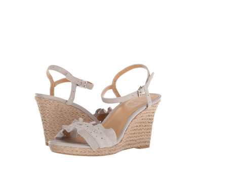 Jack Rogers Women's VALE Suede Wedge Sandal, Dove Grey, 8 Medium US
