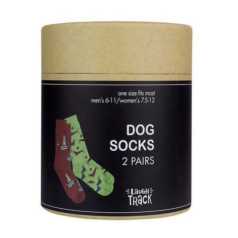 Laugh Track Adults Dog Socks Canister 2 Pairs