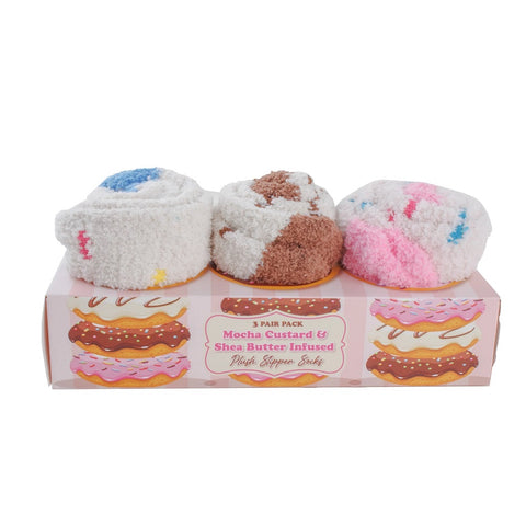 Mocha Custard & Shea Butter Infused 3 Pair Pack Plush Sock
