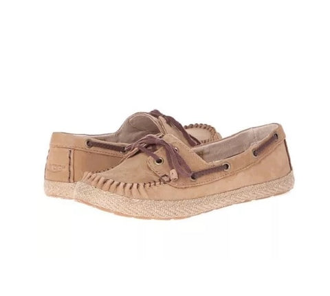 UGG Women's Tylin Chestnut Nubuck Boat Shoe 9.5 B - Medium