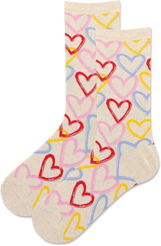 Hot Sox Women's Graffiti Hearts Crew Sock 1 Pair Pack
