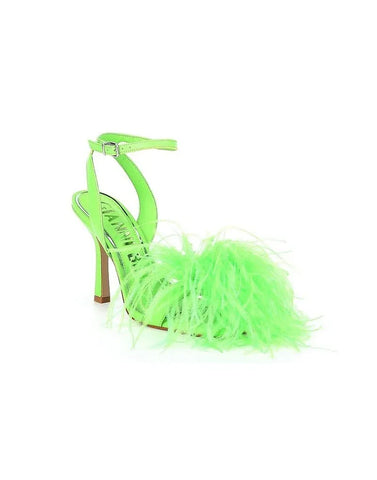 Gianni Bini Women's Neela Feather Square Toe Dress Sandals Jolly Apple