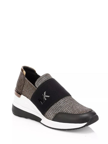 Michael Kors Women's Felix Trainers Glitter Chain Mesh Bronze Anthracite 8M