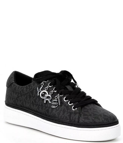 Michael Kors Women's Chapman Logo Charm Lace-Up Sneakers Black 9.5M
