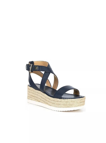 Michael Kors Women's Lowry Leather Espadrille Wedges Black 9.5 M