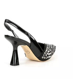 Michael Kors Chelsea Rhinestone Embellished Suede Slingback Pumps Black