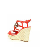 Michael Kors Women's Kerry Leather Espadrille Wedges Dark Persimmon