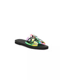 DKNY Women's Isha Gasoline Vinyl Logo Flat Slide Sandals Multi 6M US