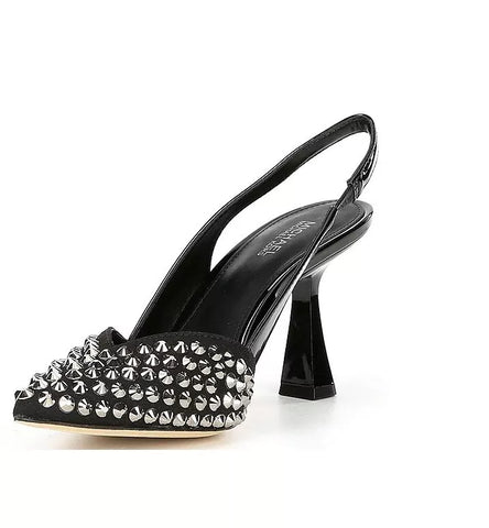 Michael Kors Chelsea Rhinestone Embellished Suede Slingback Pumps Black