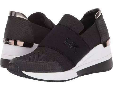 Michael Kors Women's Felix Trainer Wedge Fashion Sneakers Black 10M