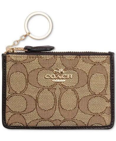 COACH Women's Box Program Signature Jacquard Mini Skinny Li/Khaki/Brown