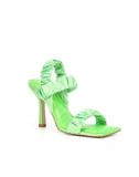 Gianni Bini Women's Vanya Matte Satin Scrunched Dress Sandals Apple Green