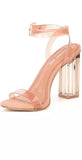 Gianni Bini Liyra Clear Ankle Strap Block Heel Sandals Glam Nude 8.5 M