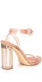 Gianni Bini Liyra Clear Ankle Strap Block Heel Sandals Glam Nude 8.5 M
