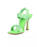 Gianni Bini Women's Vanya Matte Satin Scrunched Dress Sandals Apple Green