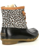 Sperry Women's Saltwater Rain Boot, Animal Print, Black Multi 7.5