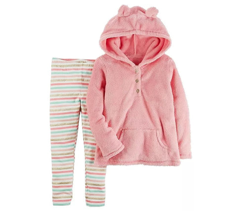 Carter's Girls' 3M-8 Faux Sherpa Hoodie and Leggings Set 6 Month